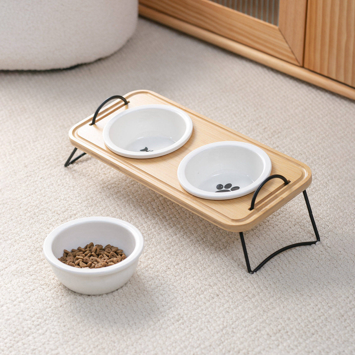 猫碗双碗猫食盆陶瓷狗饭盆猫咪喂水碗平口狗粮碗防打翻宠物碗木架,宠物/宠物食品及用品,宠物储粮桶,淘宝优惠券,粉丝福利购,淘宝优惠卷