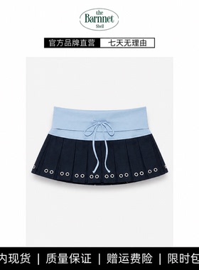 【现货】theBarnnet shell韩系褶皱金属环系带超短裙迷你裙百褶裙
