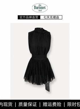 【现货】theBarnnet shell韩系女挂脖立领无袖高腰飘带分体连衣裙