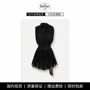 【现货】theBarnnet shell韩系女挂脖立领无袖高腰飘带分体连衣裙