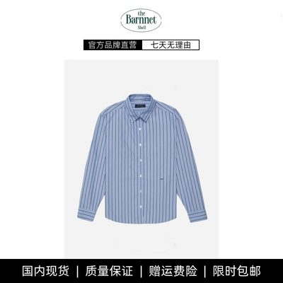 【现货】theBarnnet shell新款韩国设计师休闲清爽竖条纹长袖衬衫