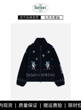 【现货】theBarnnet shell韩国小众立领滑雪提花摇粒绒羊羔毛外套