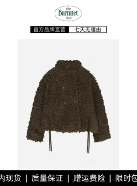 【现货】theBarnnet shell毛绒绒系带双排扣夹克上衣秋冬宽松外套