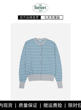【现货】theBarnnet shell韩国羊毛条纹针织衫韩系单排扣纽扣外套