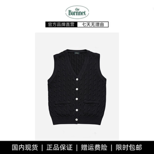 【现货】新款八奶TheBarnnet短袖针织开衫v领麻花针织外套马甲女