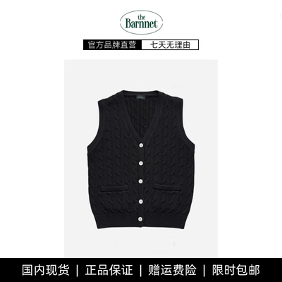 【现货】新款八奶TheBarnnet短袖针织v领麻花针织背心马甲女