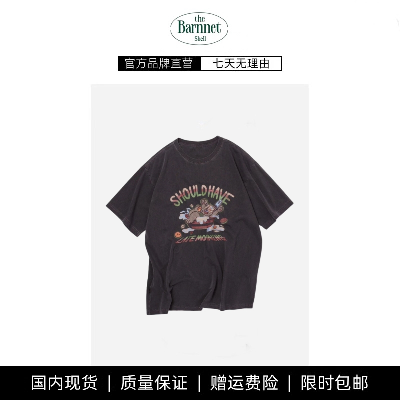 【现货】theBarnnet shell东大门杨超越同款复古可爱小熊涂鸦T恤