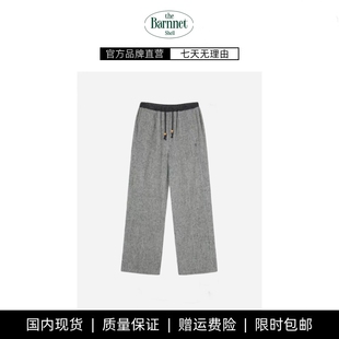 shell韩国小众拼接腰竖条纹刺绣翅膀休闲长裤 theBarnnet 现货