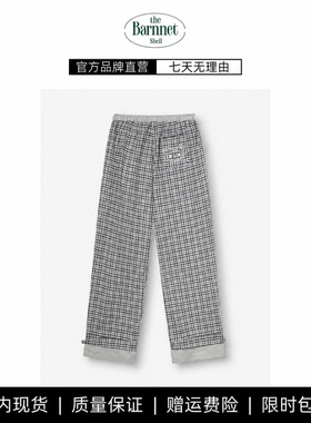 【现货】theBarnnet shell小熊印花腰头裤脚拼接撞色格子长休闲裤