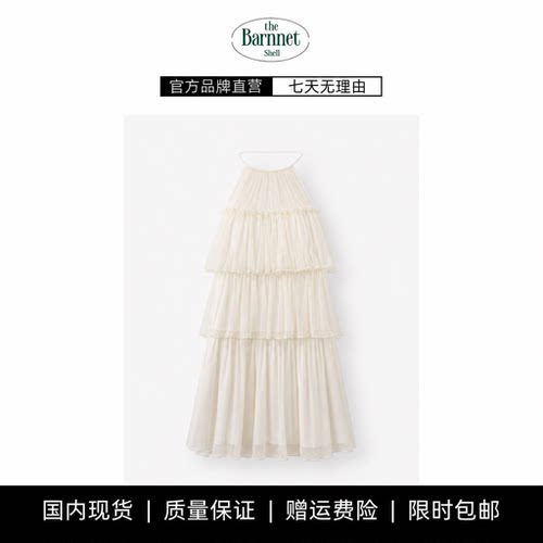 【现货】theBarnnet shell法式一字肩抹胸网纱蛋糕裙纯欲连衣裙