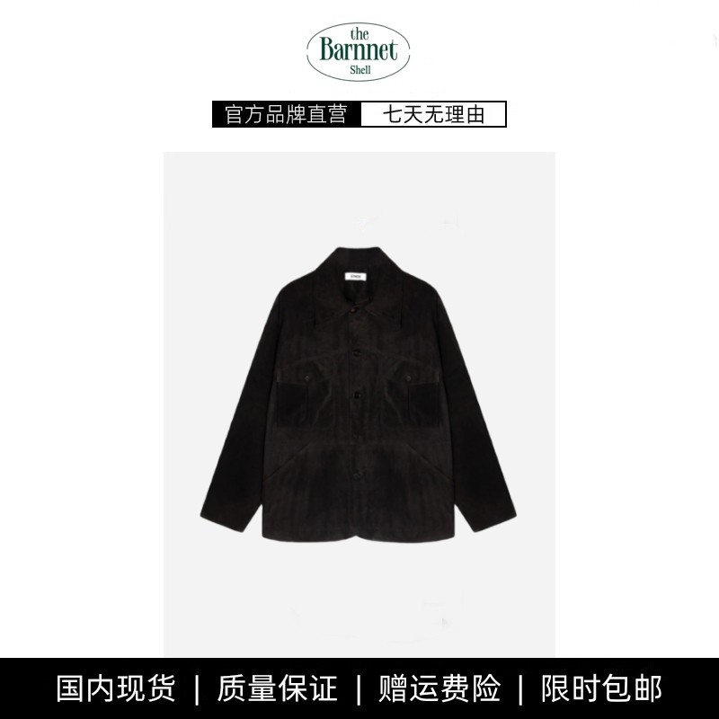 【现货】theBarnnet shell韩国设计师休闲翻领大口袋宽松麂皮外套