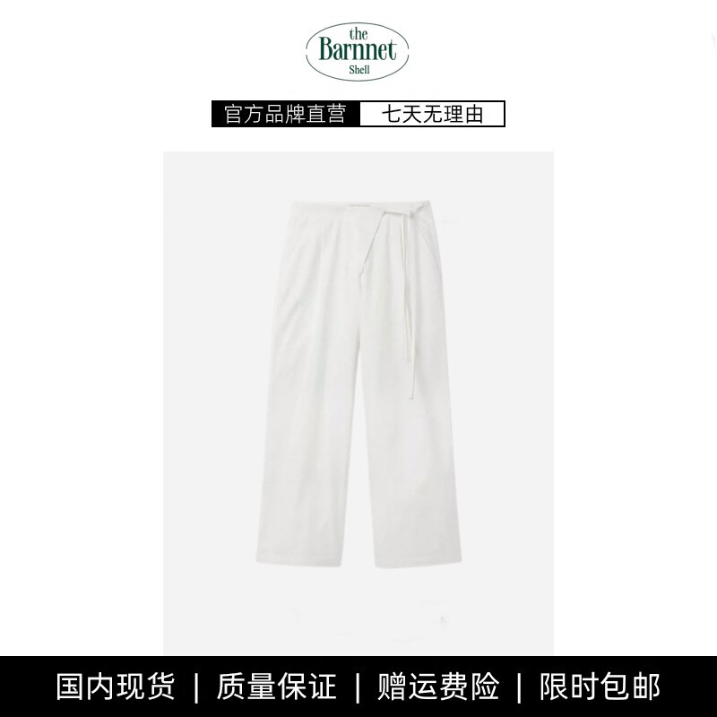 【现货】theBarnnet shell新款韩国设计师简约斜襟系带宽松休闲裤