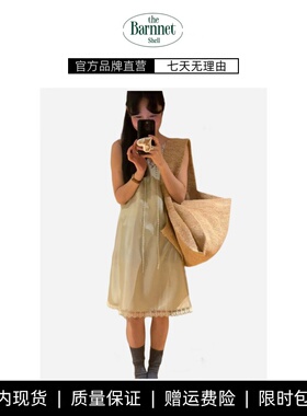 【现货】theBarnnet shell绿色修身蕾丝连衣裙V领无袖清新背心裙