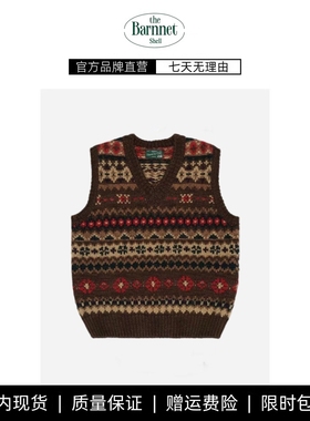 【现货】theBarnnet shell费尔岛马甲韩系女装复古学院风v领背心