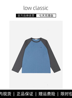 【现货】韩国小众low classis 休闲宽松拼色字母插肩袖T恤长袖