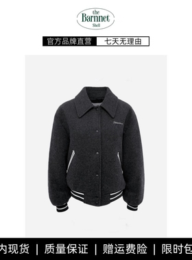 【现货】theBarnnet shell韩国baby酱学院风薄棉羊毛刺绣毛呢外套
