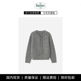 shell韩国八奶系带麻花毛衣女简约套头针织衫 theBarnnet 现货
