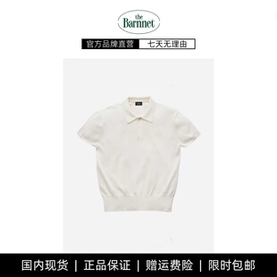 【现货】thebarnnet针织短袖女新款韩版刺绣修身翻领纯色POLO衫