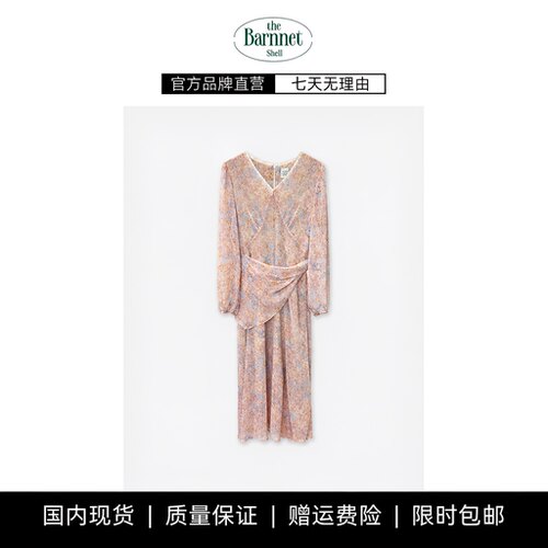 【现货】theBarnnet shell春日花野~韩国温柔V领蕾丝碎花连衣裙