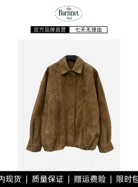 【现货】theBarnnet shell韩国jennie复古麂皮绒面飞行员夹克外套