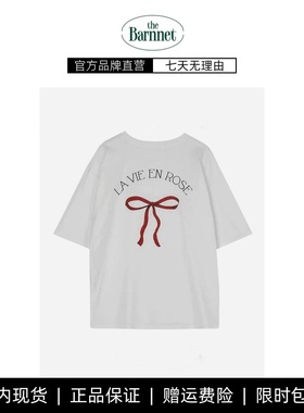 【现货】韩国小众from beginning休闲蝴蝶结字母印花短袖T恤上衣