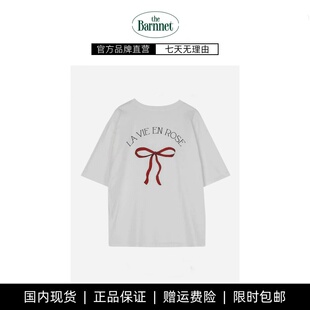 【现货】韩国小众from beginning休闲蝴蝶结字母印花短袖T恤上衣