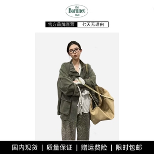 shell韩国复古军绿色工装 theBarnnet 风外套立领宽松夹克 现货