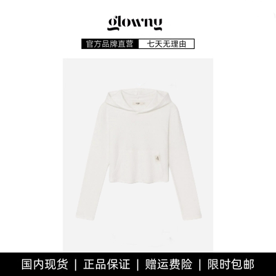 【现货】韩国小众glowny短款长袖连帽纯色简约百搭打底长袖卫衣