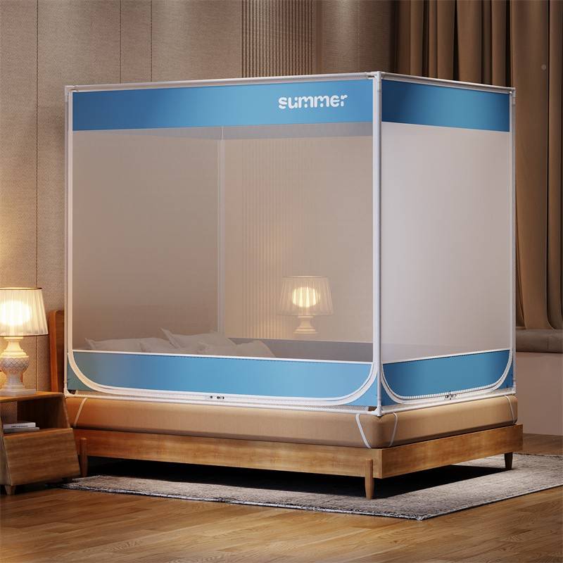 蒙防09235蚊2帐用0摔新款免底安家装包防婴5儿床床护古栏儿2童掉