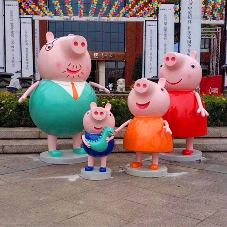 玻璃钢卡通小猪雕塑商场美陈小区商场幼儿园装饰户外花园庭院摆件