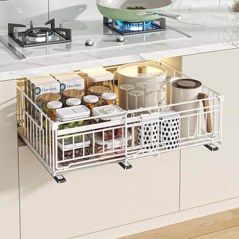 可伸缩橱柜内抽屉置物架抽拉收纳篮筐盘架下水槽调料餐具储物柜式