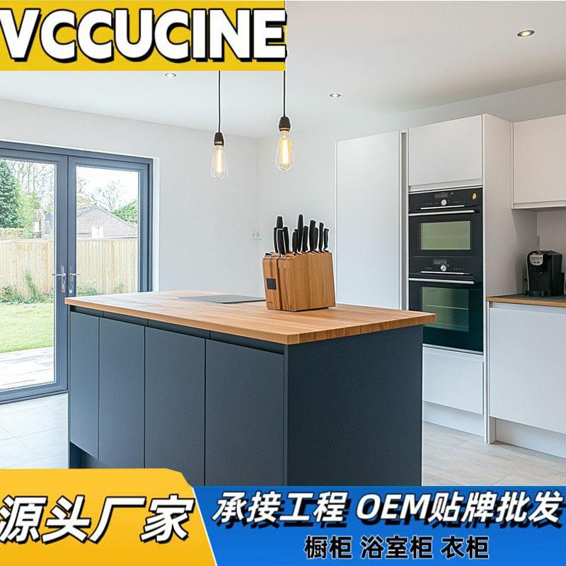 广东外贸出口全屋定 制橱柜生产厂家烤漆木皮贴面材料柜体订 制