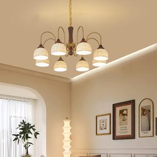 美式复古卧室吊灯中古风主卧室灯餐厅客厅灯设计书房白色陶瓷灯具