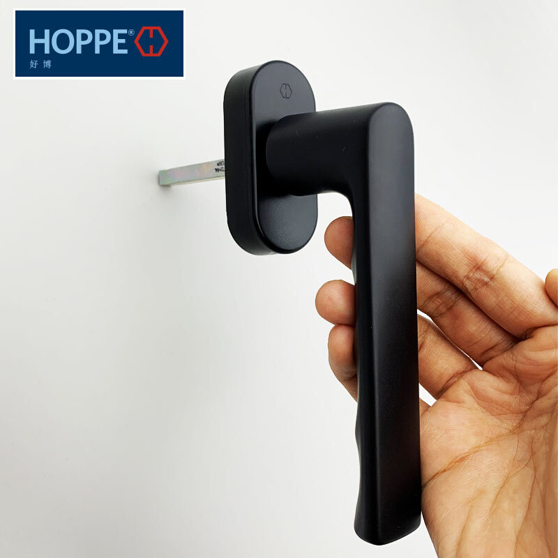 hoppe进口德国好博黑色执手断桥窗把手铝合金窗户歪把手儿童锁7
