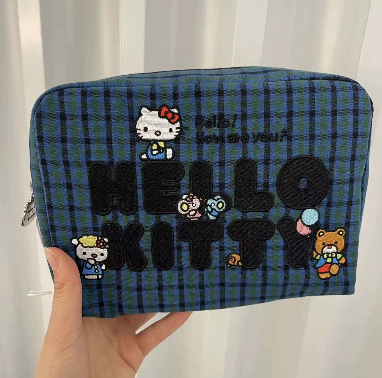 可爱卡通Kitty猫咪大容量化妆包收纳袋格子彩妆内胆包女生7121