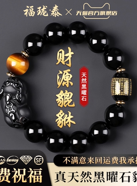 真天然黑曜石手串男平安招财貔貅
