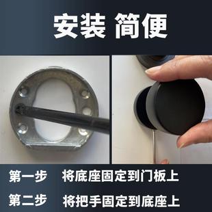 隐形门拉手锁球形黑色现代单面明装电视背景隐形门锁把手木门把手