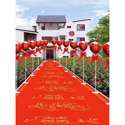 婚礼引路气球布置结婚农村路边装饰婚房路引立柱支架迎宾室外场景