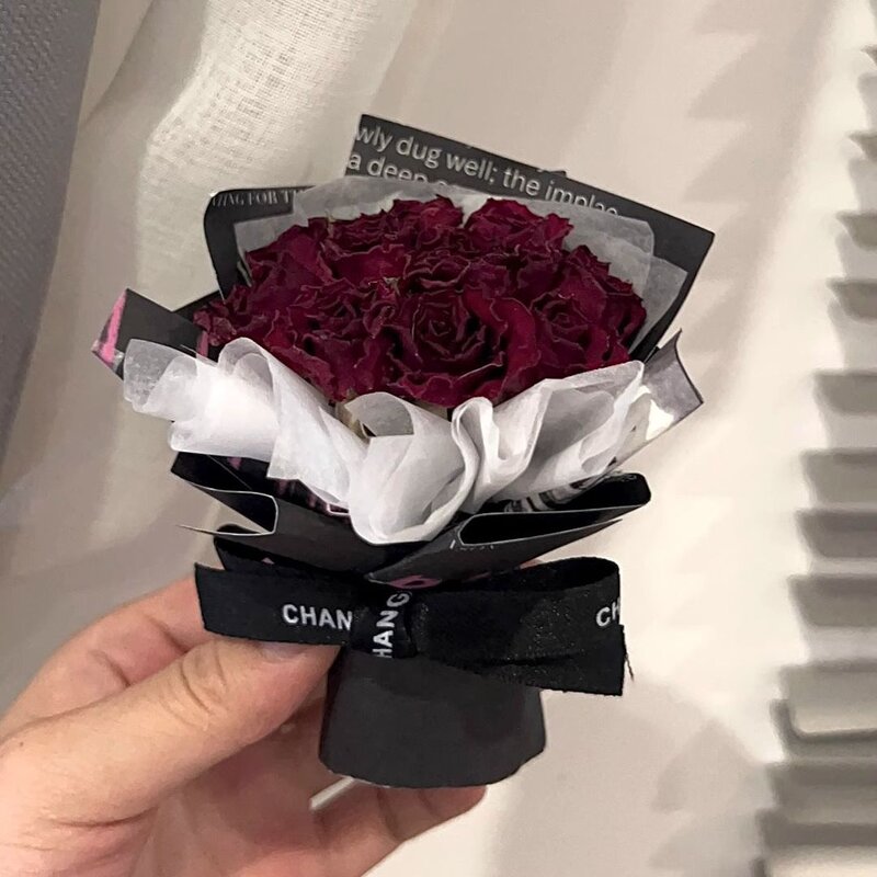 精致干花玫瑰花束车载装饰摆件七夕伴手礼生日礼品摆件