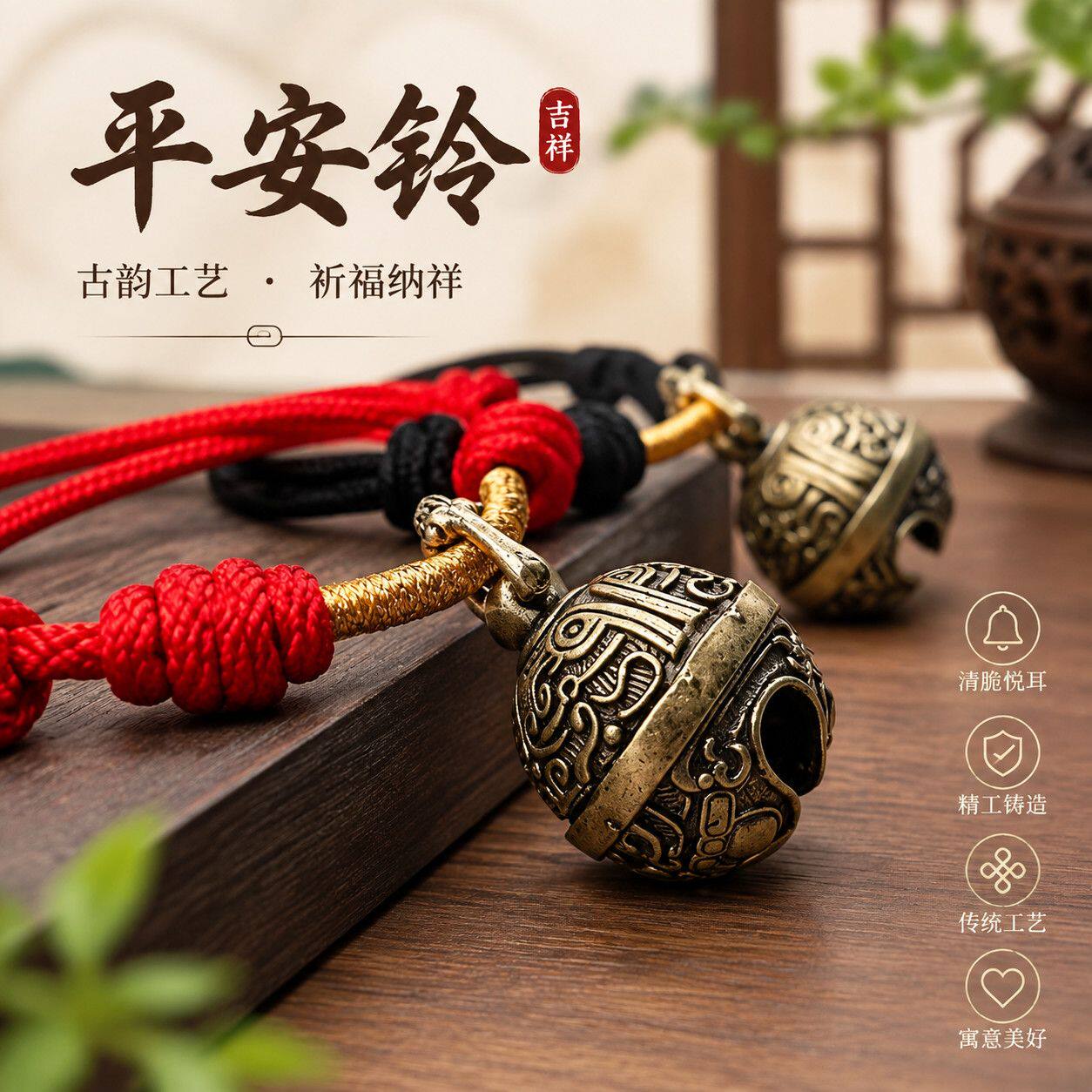 金毛狗狗黄铜铃铛项圈手工编织可调节防脱小中大型宠物项圈