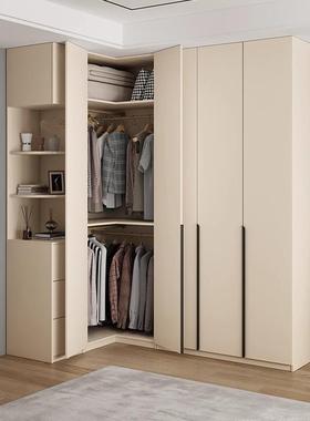 Yla实木ENF级欧松板带转角衣柜现代简约家用卧室奶油风现做大衣橱