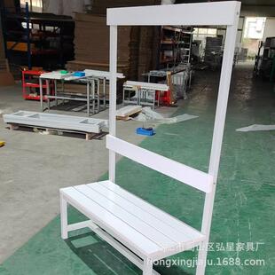 专属款健身房浴室公共实木挂衣架衣帽架带挂钩的换衣长凳