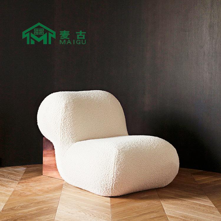 麦古摩登轻奢创意设计师款方块斜靠背单人沙发客厅样板房家具