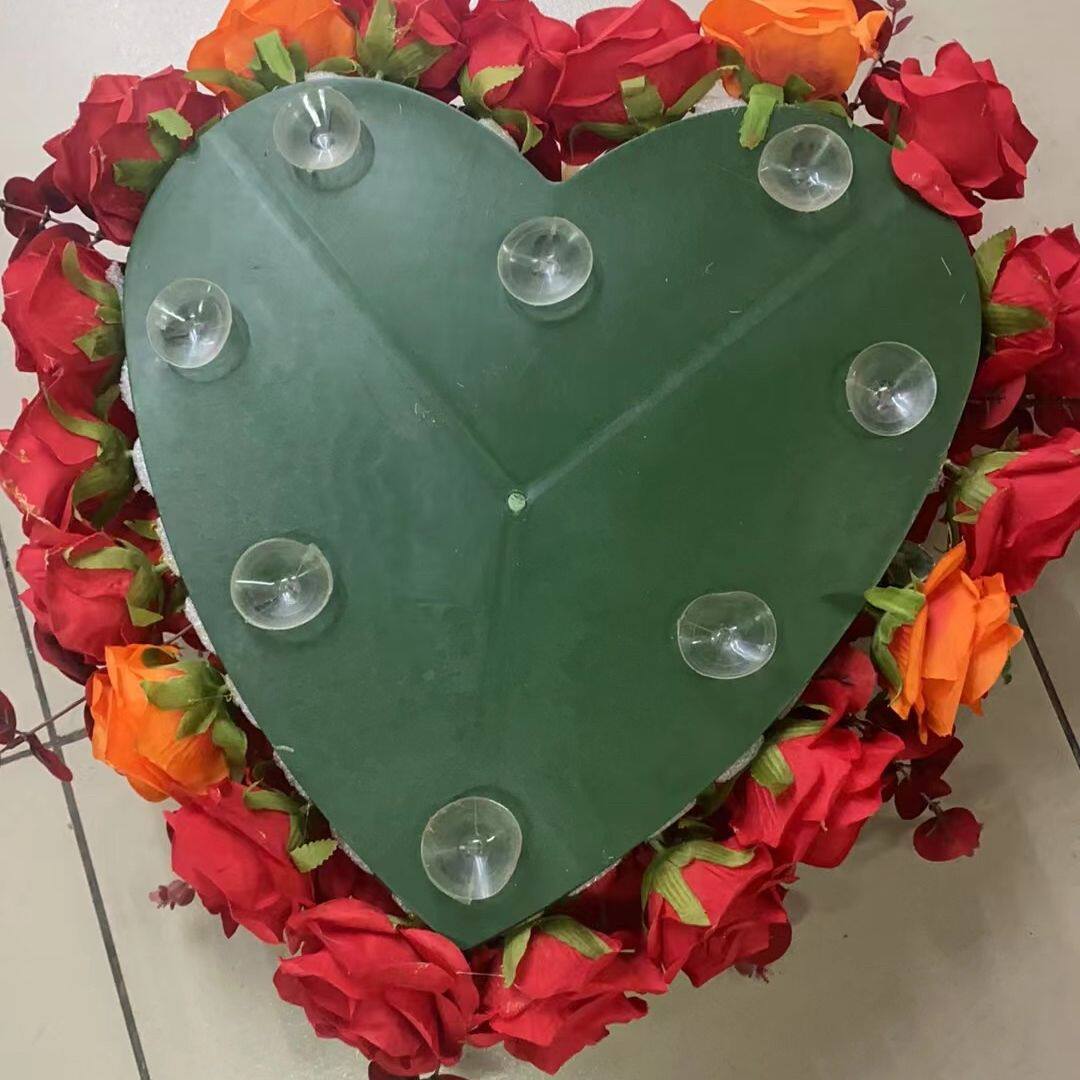 心型婚车用装饰花盘,心型仿真玫瑰花婚车车头花绢花植绒雏菊其他