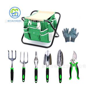 外贸园林工具折叠凳套装园林工具包铝合金花园工具套装园艺凳