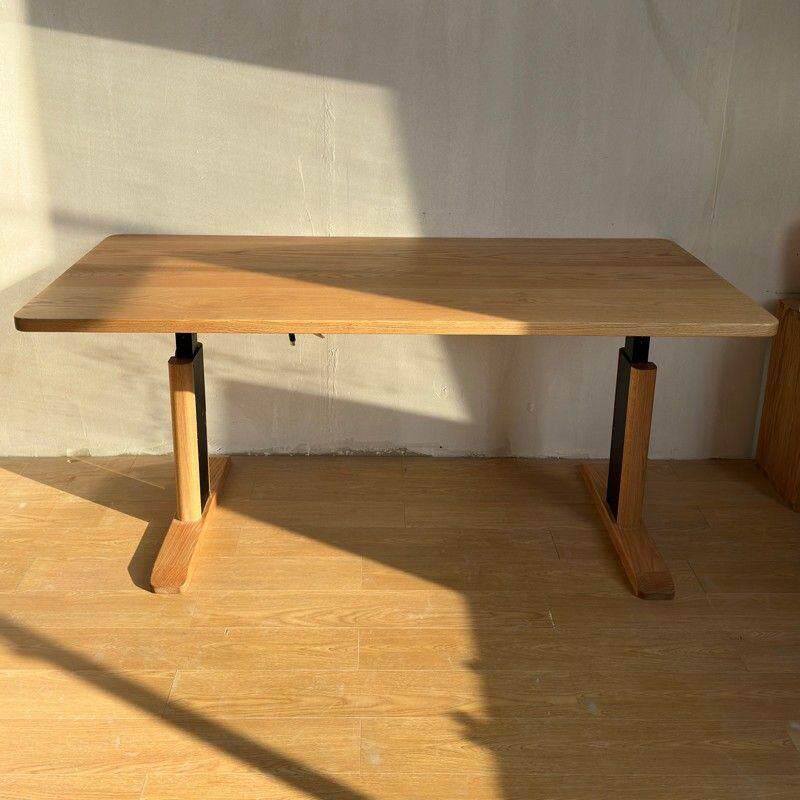 实木电动升降桌工作台橡木书桌学习桌电脑桌腿可升降办公黑胡桃木