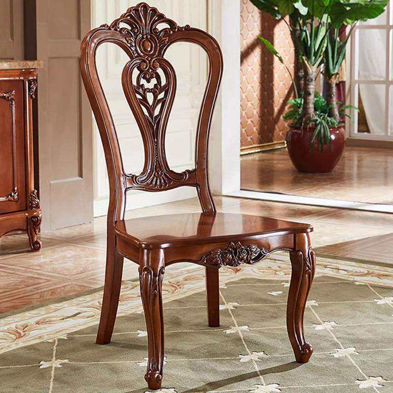 美式全实木餐椅木面复古简约靠背椅欧式卧室书房电脑椅子餐桌凳子