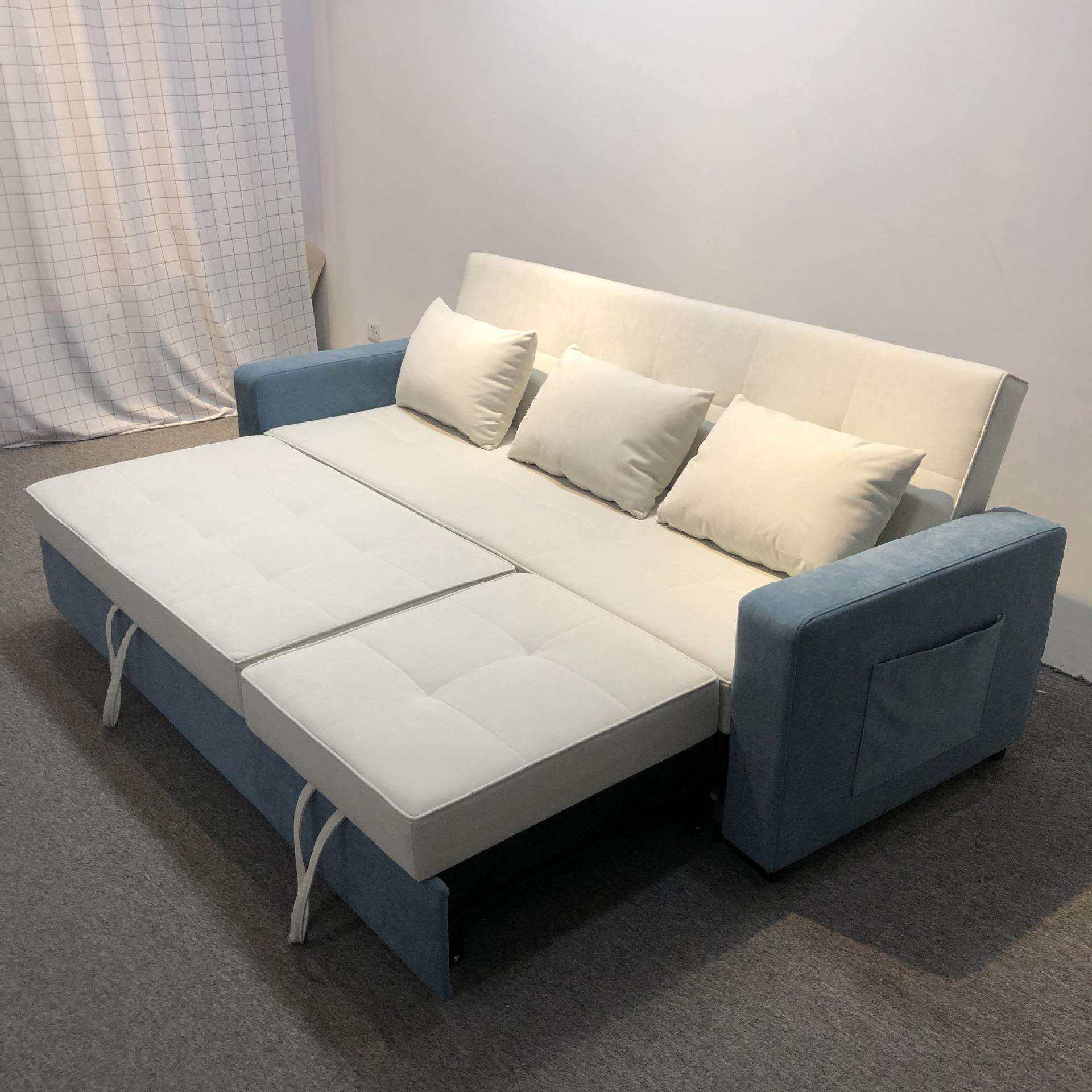 乳胶沙发床两用可折叠小户型多功能贵妃布艺沙发可拆洗2.2米双人