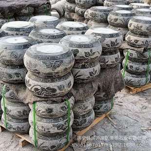 青石雕刻柱墩石中式仿古石柱墩园林古建做旧柱顶石景区广场花岗岩