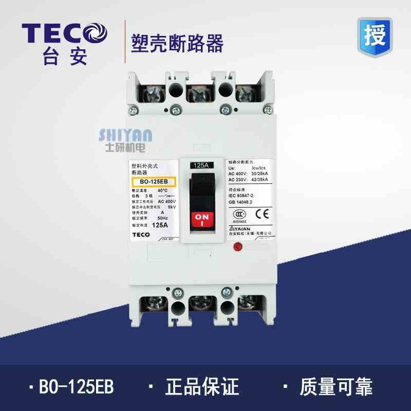 原装正品 台安东元Teco 塑壳断路器 BO-125EB 3P 125A 假一赔十